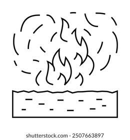 burning field peat line icon vector. burning field peat sign. isolated contour symbol black illustration