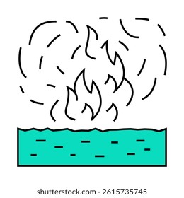 burning field peat line icon vector. burning field peat sign. isolated symbol illustration