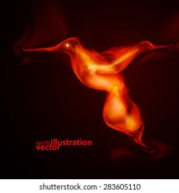 Burning fiery bird, abstract vector  illustration eps10 