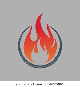 Burning Fiery graphic encircled isolated on grey