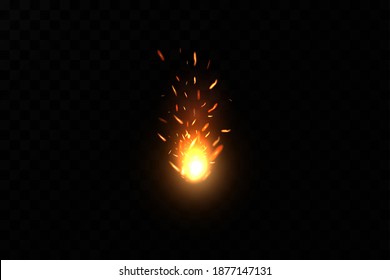 Burning fiery sparks. Sparks of fire.Vector.