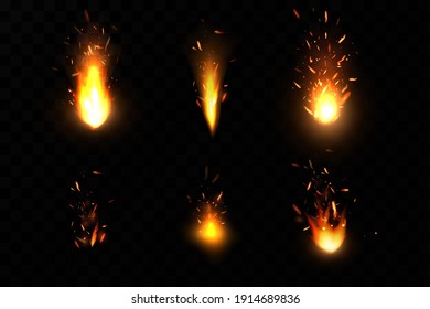 Burning fiery sparks. Sparks of fire.Vector.