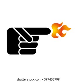 Burning finger icon. Vector illustration.