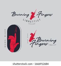 Burning fingers, librettist Logo Template. hand, fingers