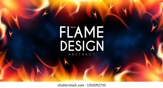 Burning Fire Abstract Background. Flame Power. Light Effect.
