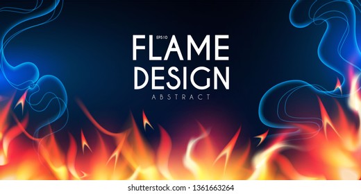 Burning Fire Abstract Background. Flame Power. Light Effect.