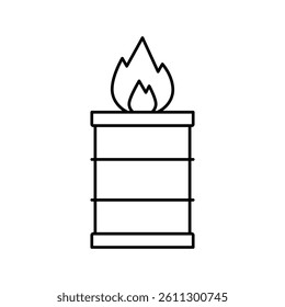 burning fire in barrel line icon vector. burning fire in barrel sign. isolated contour symbol black illustration