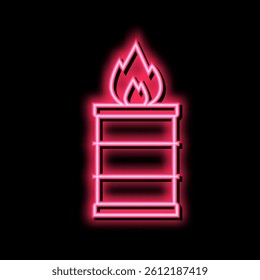 burning fire in barrel neon light sign vector. burning fire in barrel illustration