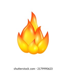 Burning fire, blazing inferno fireball, vector illustration of cartoon campfire or bonfire. Fiery object emblem, cartoon symbol of warm and burn, blazing ignite