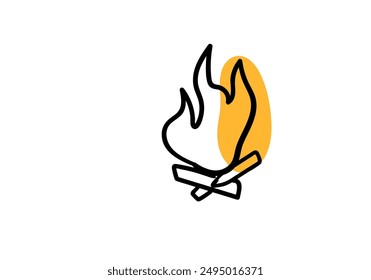 burning fire, bonfire, hand drawn, doodle style vector