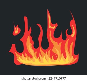 Burning fire border for wildfire and bright flame effect. Vector illustration in comic cartoon design