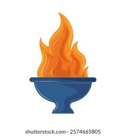 burning fire in bowl isolated