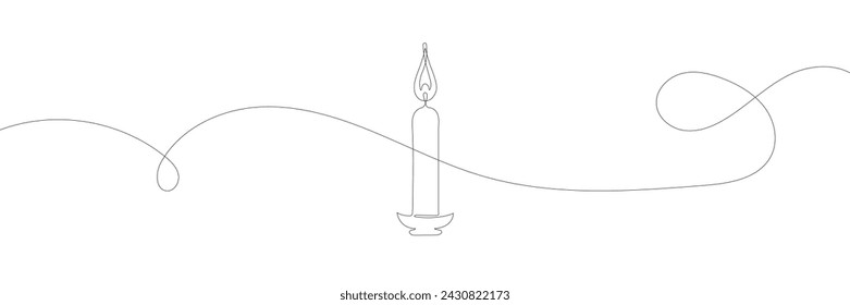 Brennende Feuerkerze. Durchgehende einzeilige Zeichnung. Vektorgrafik.