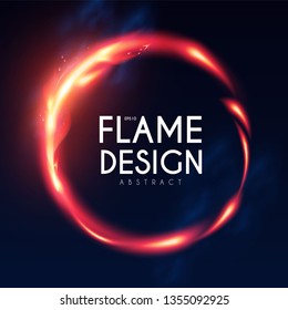Burning Fire Circle Banner. Flame Power. Light Effect.