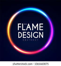 Burning Fire Circle Banner. Flame Power. Light Effect.