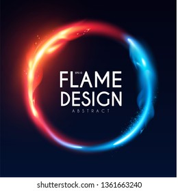 Burning Fire Circle Banner. Flame Power. Light Effect. svg