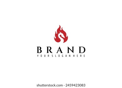 Burning fire Dragon logo in flat vector design style