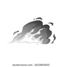 Brennender Feuer-Effekt. Cartoon monochrome Flamme, verzehrendes Element. Brennender Flammeneffekt mit Funken. Lagerfeuer oder Lagerfeuer. Heißes Schild. Vektorgrafik, flach, einzeln auf weißem Hintergrund