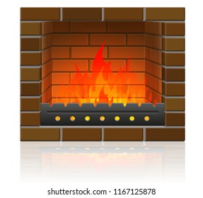 burning fire in the fireplace vector illustration isolated on white background