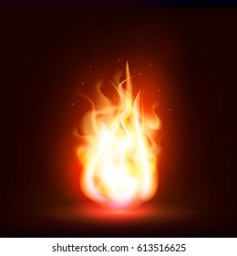 Burning fire flame. Burn and hot, warm and heat, energy flammable, flaming vector illustration