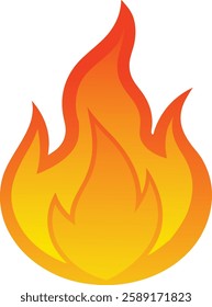 Burning Fire Flame Clipart Vector Illustration. Campfire and Bonfire Flames With Burning Blaze.  Hot Fire Flame Icon Clipart for Design.