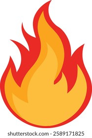 Burning Fire Flame Clipart Vector Illustration. Campfire and Bonfire Flames With Burning Blaze.  Hot Fire Flame Icon Clipart for Design.