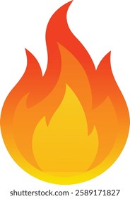 Burning Fire Flame Clipart Vector Illustration. Campfire and Bonfire Flames With Burning Blaze.  Hot Fire Flame Icon Clipart for Design.