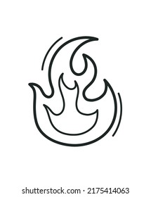 burning fire flame doodle icon flat isolated