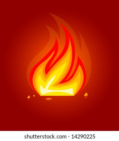 burning fire flame in fireplace icon vector illustration