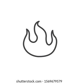 Burning fire flame line icon. Bonfire linear style sign for mobile concept and web design. Hot flaming outline vector icon. Symbol, logo illustration. Vector graphics