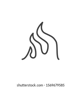 Burning fire flame line icon. Bonfire linear style sign for mobile concept and web design. Hot flaming outline vector icon. Symbol, logo illustration. Vector graphics