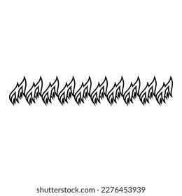 Grabación del contorno de la fila de llama de fuego icono de línea de contorno color negro ilustración vectorial delgado estilo plano