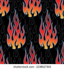 Burning fire flame seamless pattern vector art image. Fire repeating tile background wallpaper texture design.