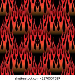 Grabando la llama de fuego, imagen de arte vectorial sin fisuras. Diseño de textura de fondo de fondo de mosaico de repetición de incendios.
