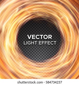 Burning fire flames on transparent background. Vector special light effect
