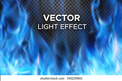 Burning Fire Flames On Transparent Background. Vector Special Light Effect