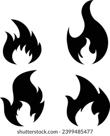 Juego de iconos dibujado con mano de fuego en llamas