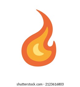 Burning fire icon. Hot blaze, flame symbol. Abstract bonfire sign. Campfire heat tongues. Inflammable pictogram. Fiery energy. Colored flat vector illustration isolated on white background