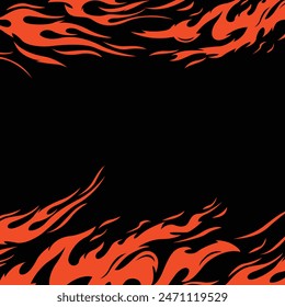 Burning fire illustration square background