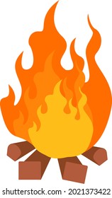 Burning fire, illustration, vector on a white background.