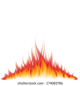 Burning fire isolated on white photo-realistic vector illustration