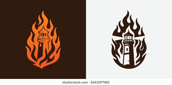 Burning fire Lighthouse in Flames