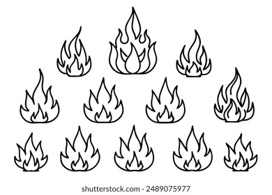 Burning Fire Line Art Design Illustration Modern Drawing