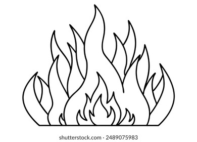 Burning Fire Line Art Design Illustration Elegant Drawing
