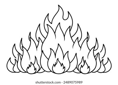 Burning Fire Line Art Design Illustration Abstract Drawing