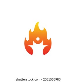 Burning Fire Logo Design, People's Human Template Vector, Health Happy Style Symbol. 