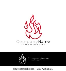 burning fire logo with line style and modern look, red color
