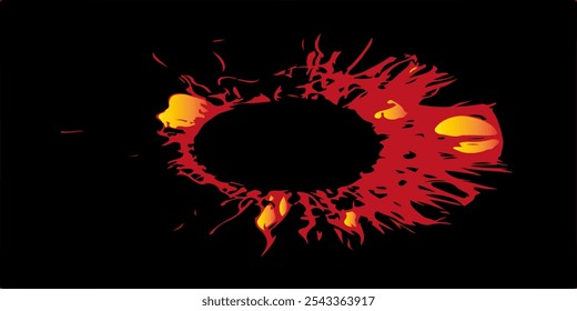 burning fire logo on black background with abstract design