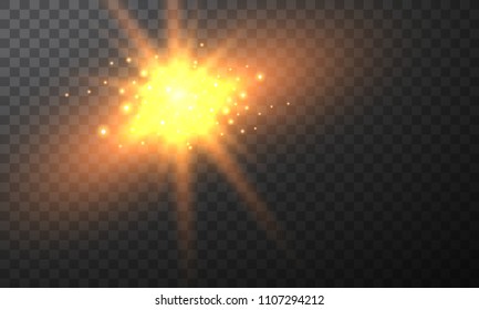 Burning fire on a transparent background. Neon blue sparkling shine and bokeh lights. Sparkling tails of comets. Glowing light particles with a flash effect.