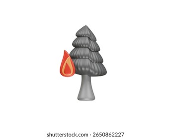 Icono de contaminación por incendios en llamas 3D ilustración render